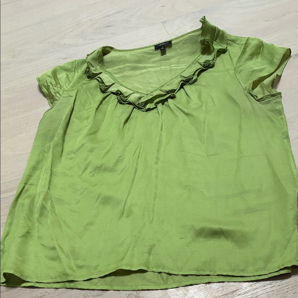 Talbots Lime Green Ruffled Blouse